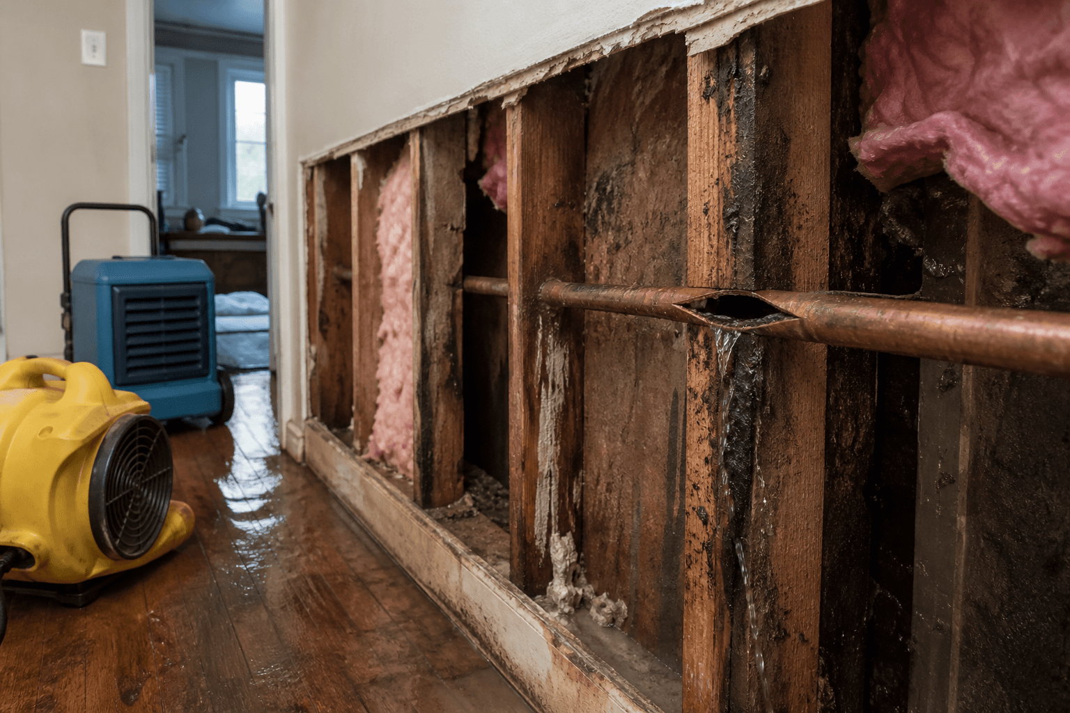 Burst Pipe Water Damage Repair in Burnaby