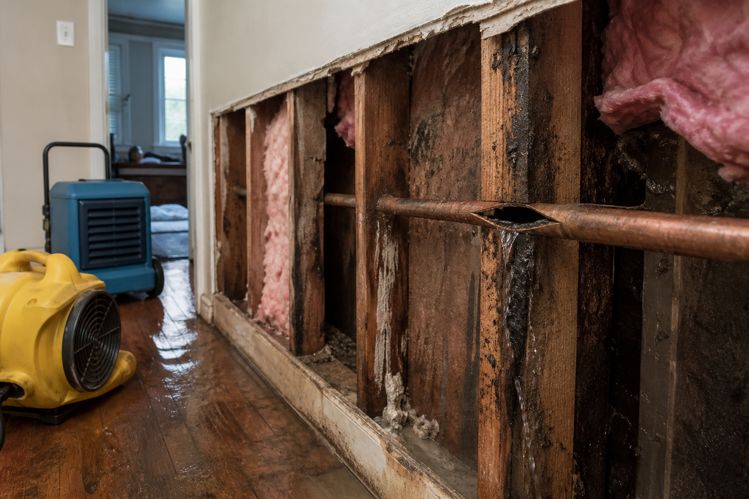 Burst Pipe Water Damage Repair in Burnaby